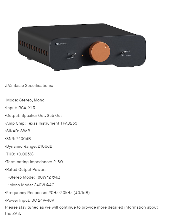 Fosi Audio ZA3 HiFi Stereo/Mono Balanced Power Amplifier by Fosi Audio —  Kickstarter