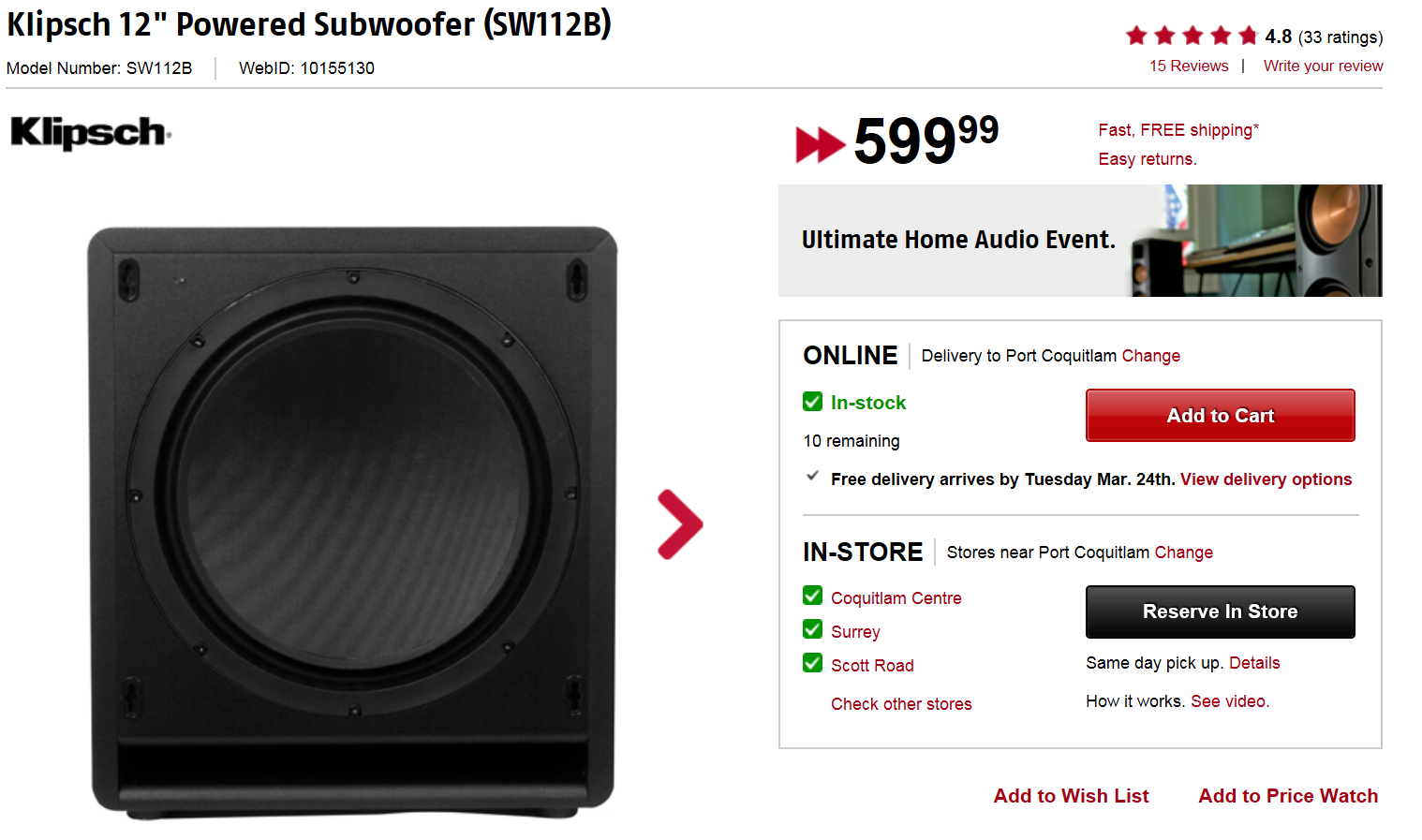 Klipsch SW112B 12in Powered Subwoofe - Future Shop $600.png