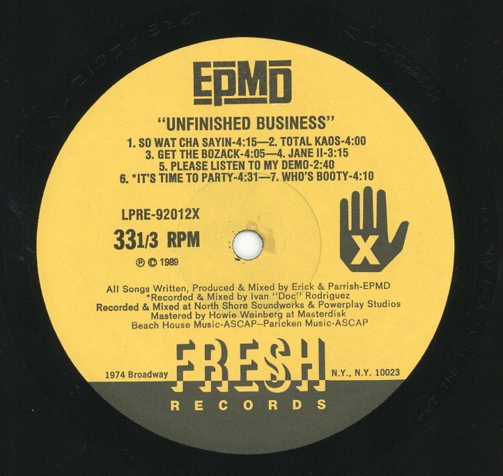 Image 5 - EPMD - Unfinished Business '89 LP US ORG!! Frank-B D.J. Scratch