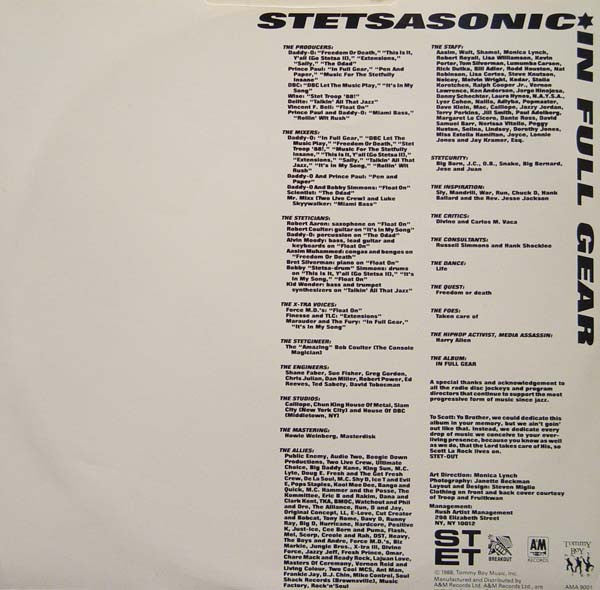 Stetsasonic - In Full Gear 12" AMA9001 LP A&M Records – Mushimushi Records