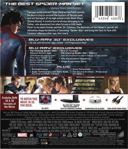 THE AMAZING SPIDER-MAN Blu-Ray Back Cover; Target And Wal-Mart To Sell  Special Editions