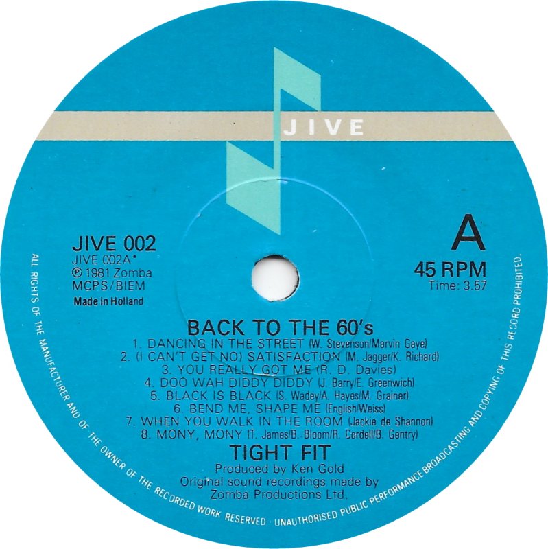 45cat - Tight Fit - Back To The 60's / Coco-Nite - Jive - UK - JIVE 002