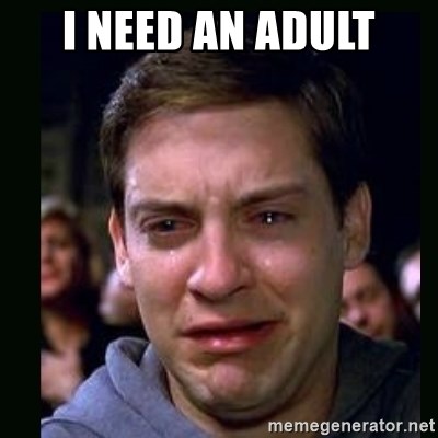 i need an adult - crying peter parker | Meme Generator